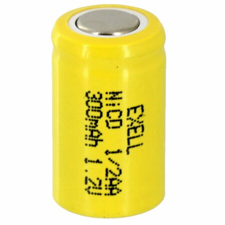 EXELL BATTERY 1/2AA NiCD 300mAh 1.2V Flat top Rechargeable Battery EBC-305-0